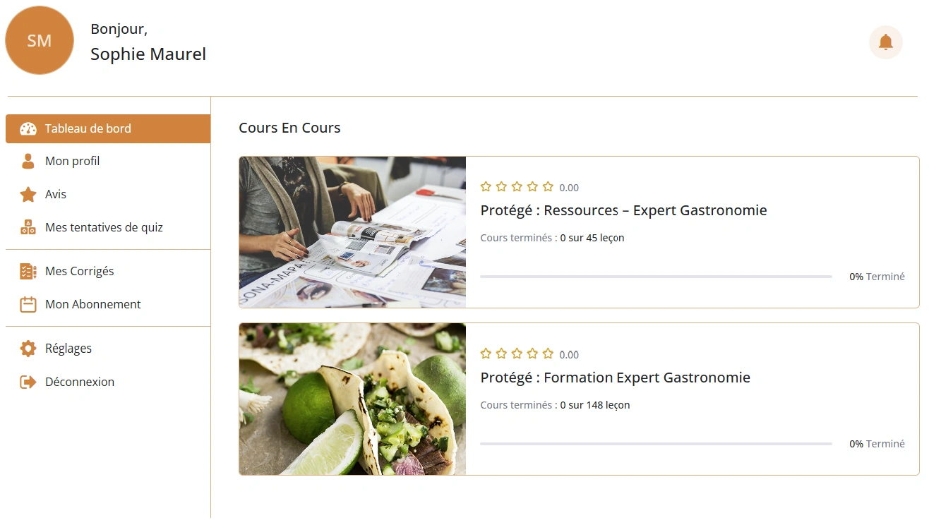 tableau de bord complet de la solution LMS compatible Qualiopi